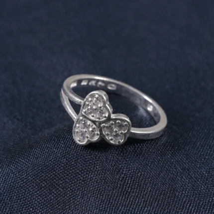 Silver Heart Cluster Ring