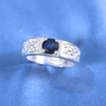 Simple Blue Diamond Ring For Him - Image 2